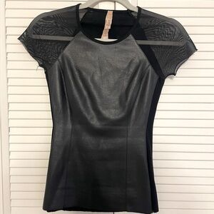 Bailey 44 Black Leather-front Mesh Sleeves - XS